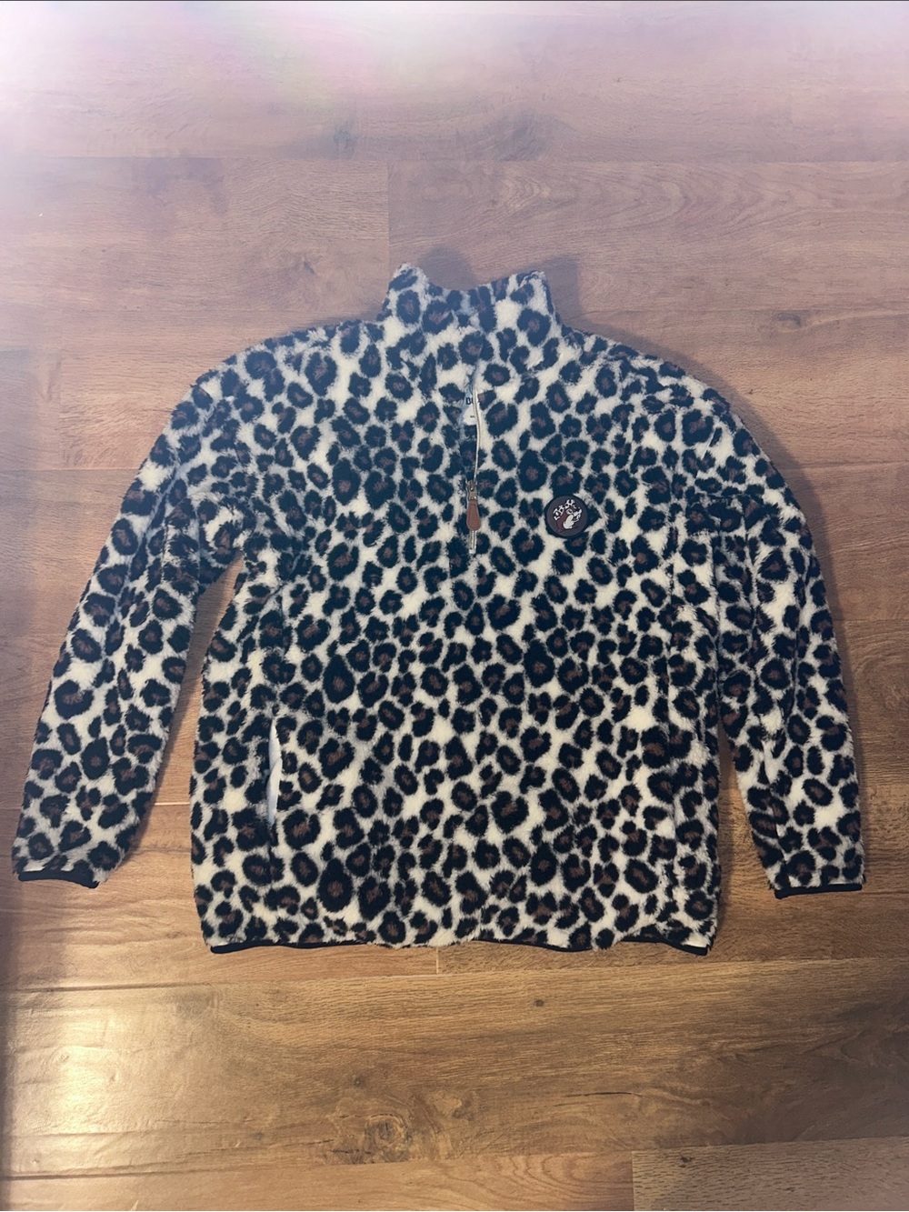 Buccee’s Leopard Print Fleece Pullover Sweater
